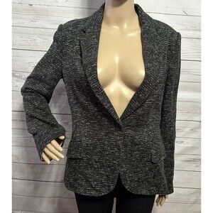 Anthropologie Cartonnier Knit Blazer Medium Dark Gray Single Button 66170 32054